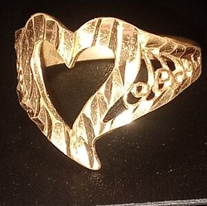 14k Gold Diamond Cut & Filagree Open Heart Ring (Classic Michael Anthony Style)